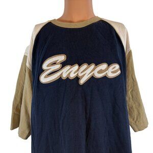 Vintage Enyce T Shirt Mens Size 2XL Blue Embroidered Script Logo Y2K